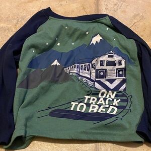 Carter's Green and Navy Train Long Sleeve Tee